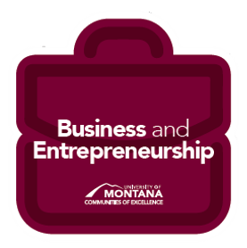 Icon of briefcase with Business and Entrepreneurship in large letters.